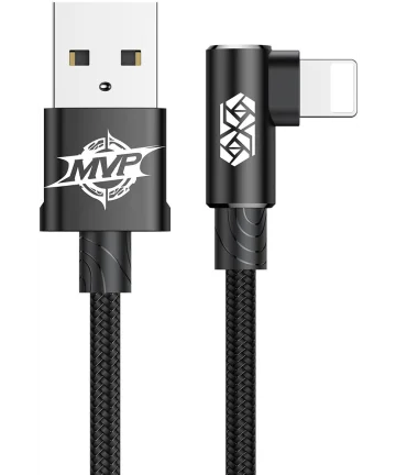 Baseus MVP 90° 2A USB naar Lightning Kabel 1M Haakse Hoek Zwart Kabels