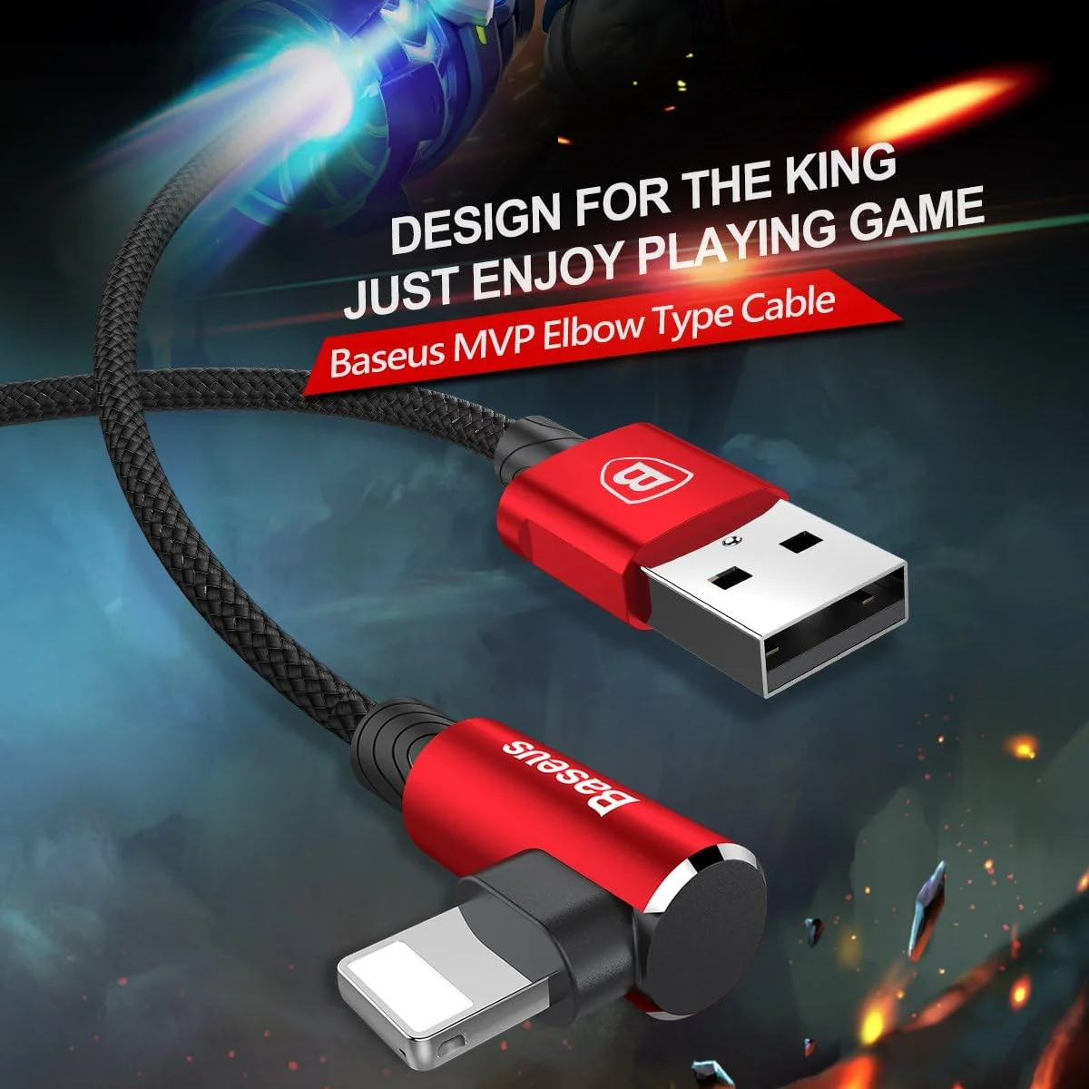 Baseus MVP 90° 2A USB naar Lightning Kabel 1M Haakse Hoek Zwart afbeelding 4