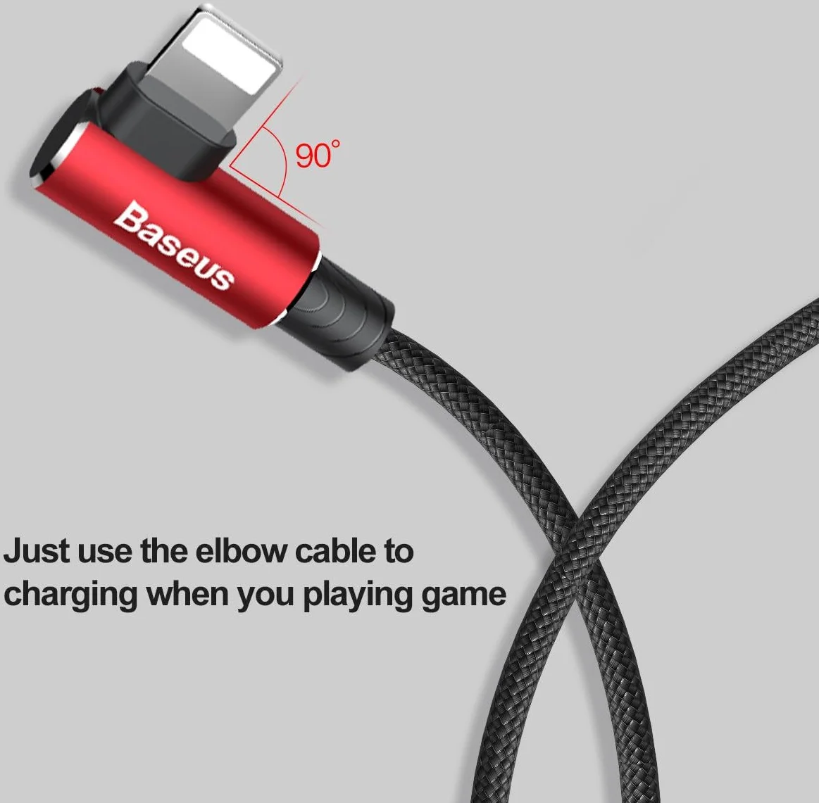 Baseus MVP 90° 2A USB naar Lightning Kabel 1M Haakse Hoek Zwart afbeelding 5