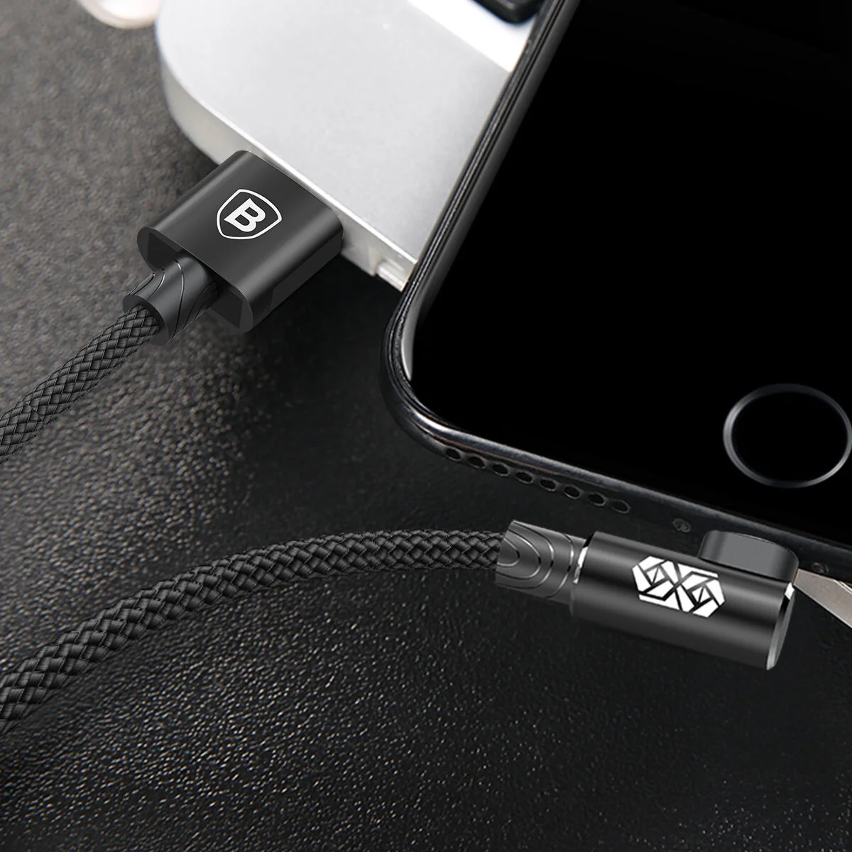 Baseus MVP 90° 2A USB naar Lightning Kabel 1M Haakse Hoek Zwart afbeelding 6
