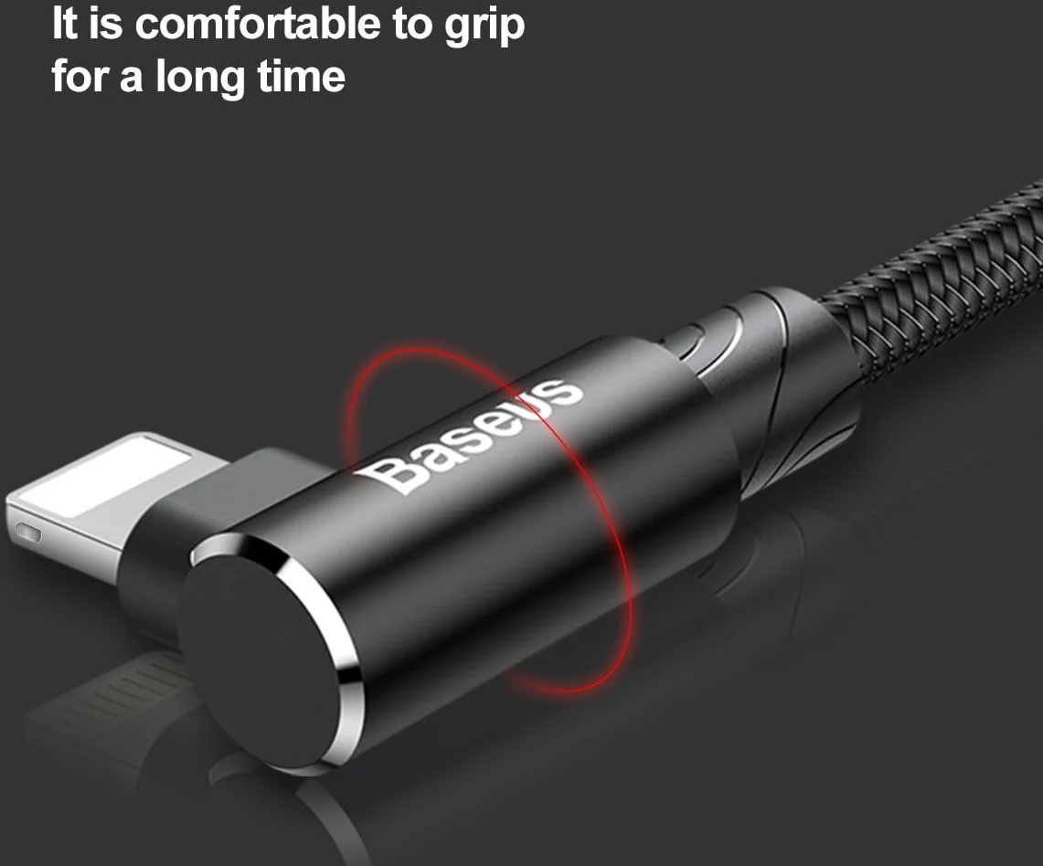 Baseus MVP 90° 2A USB naar Lightning Kabel 1M Haakse Hoek Zwart afbeelding 7