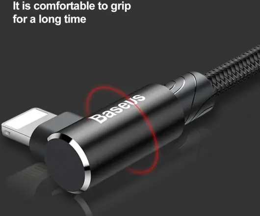 Baseus MVP 90° 2A USB naar Lightning Kabel 1M Haakse Hoek Zwart afbeelding 7