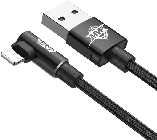 Baseus MVP 90° 2A USB naar Lightning Kabel 1M Haakse Hoek Zwart afbeelding 9