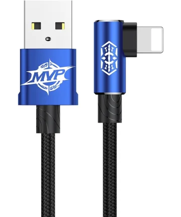Baseus MVP 90° 2A USB naar Lightning Kabel 1M Haakse Hoek Blauw Kabels