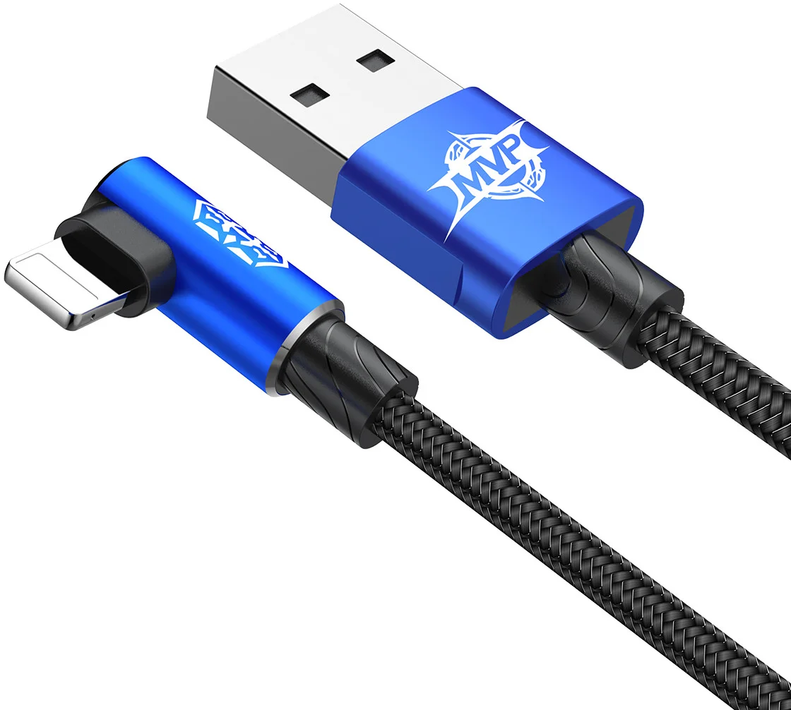Baseus MVP 90° 2A USB naar Lightning Kabel 1M Haakse Hoek Blauw afbeelding 10