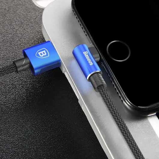 Baseus MVP 90° 2A USB naar Lightning Kabel 1M Haakse Hoek Blauw afbeelding 8
