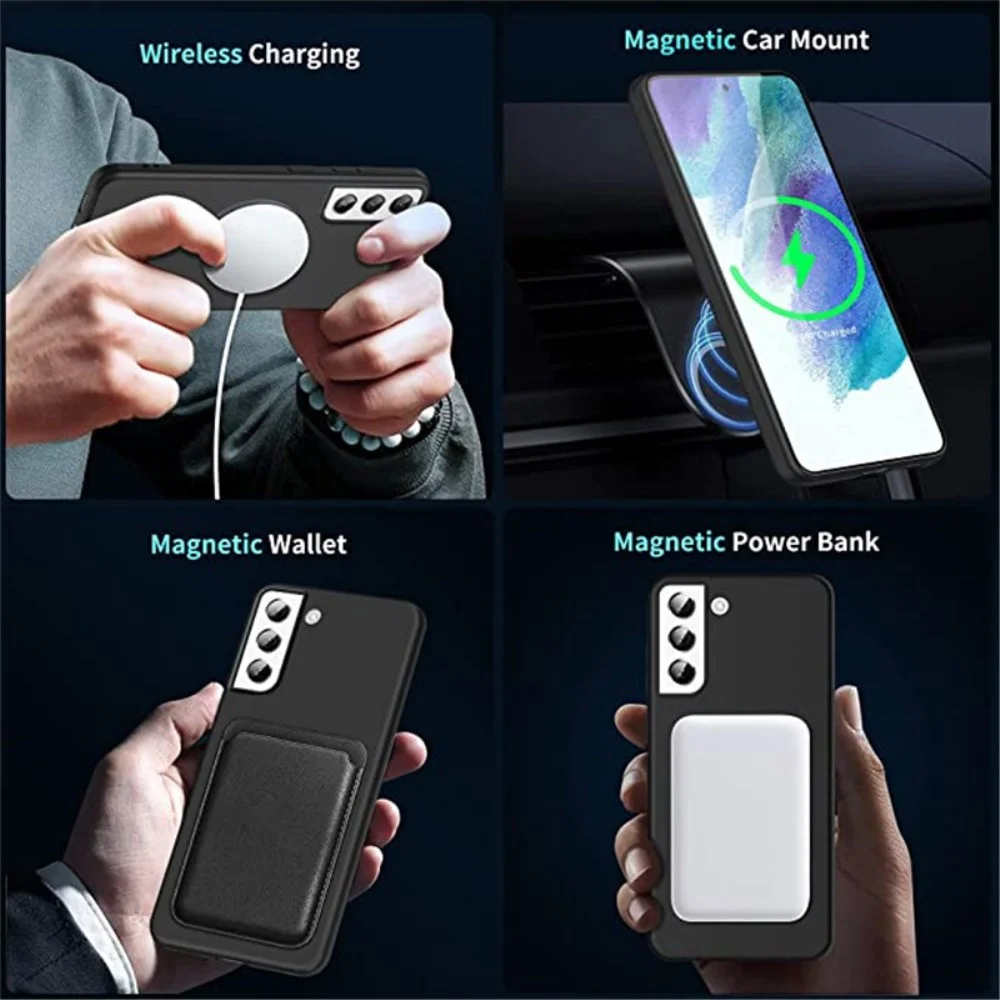 Samsung Galaxy S21 Hoesje met MagSafe Siliconen Back Cover Zwart afbeelding 4