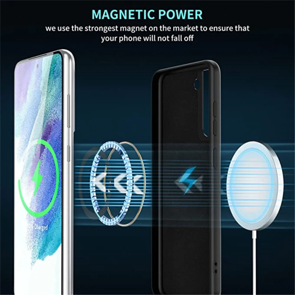 Samsung Galaxy S21 Hoesje met MagSafe Siliconen Back Cover Zwart afbeelding 3