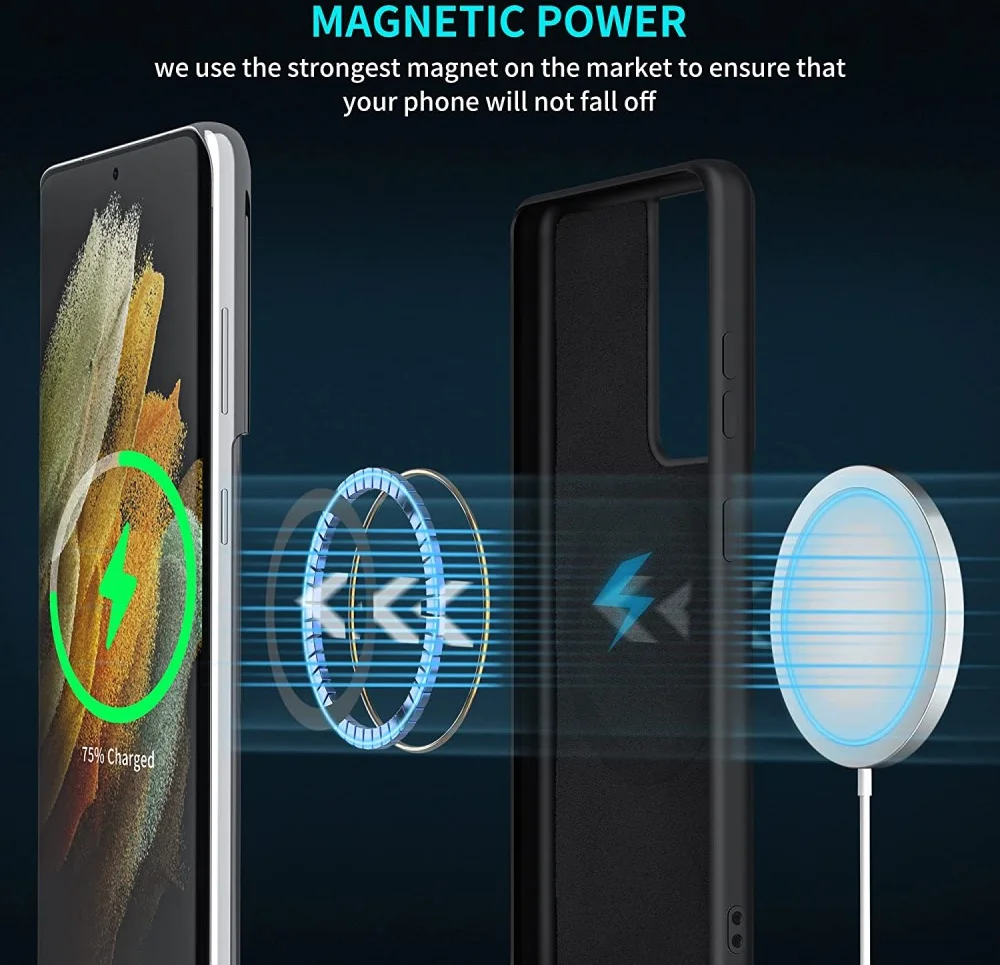 Samsung Galaxy S21 Ultra Hoesje met MagSafe Siliconen Back Cover Zwart afbeelding 3