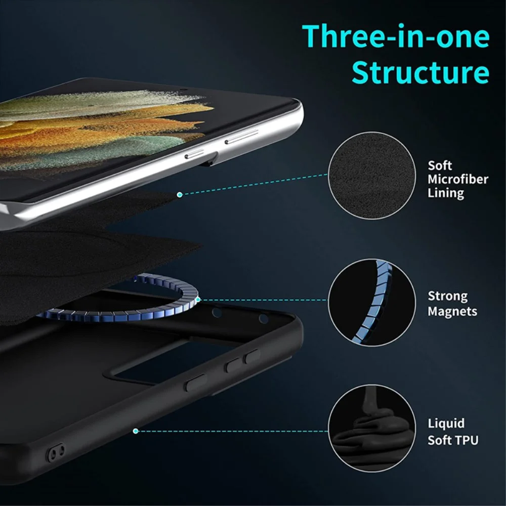 Samsung Galaxy S21 Ultra Hoesje met MagSafe Siliconen Back Cover Zwart afbeelding 5