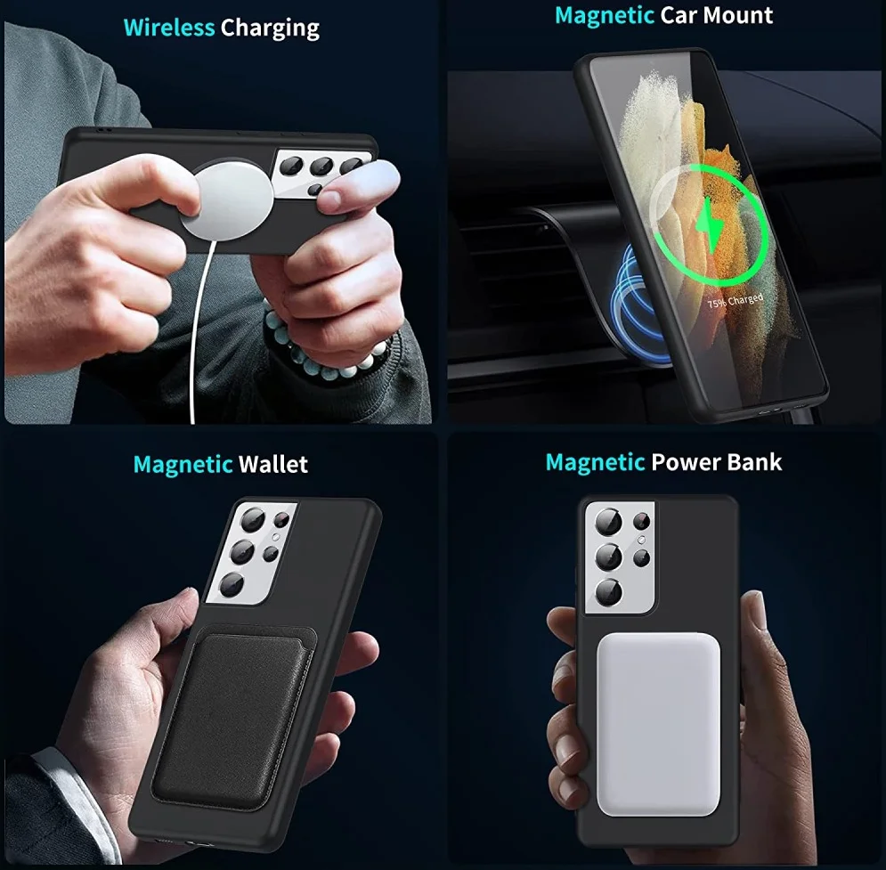 Samsung Galaxy S21 Ultra Hoesje met MagSafe Siliconen Back Cover Zwart afbeelding 6