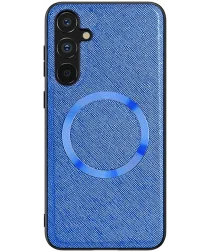 Samsung Galaxy A14 Hoesje Kunstleer Back Cover met MagSafe Blauw