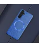 Samsung Galaxy A14 Hoesje Kunstleer Back Cover met MagSafe Blauw