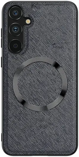Samsung Galaxy A34 Hoesje Kunstleer Back Cover met MagSafe Zwart afbeelding 1