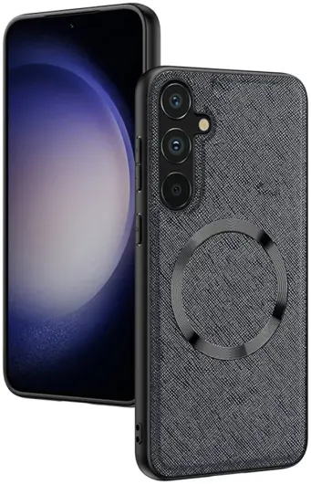 Samsung Galaxy A34 Hoesje Kunstleer Back Cover met MagSafe Zwart afbeelding 3