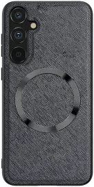 Samsung Galaxy A34 Hoesje Kunstleer Back Cover met MagSafe Zwart