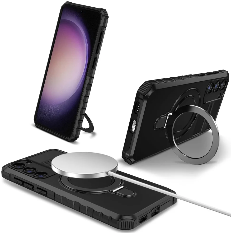 Samsung Galaxy S23 Hoesje met MagSafe Kickstand Back Cover Zwart afbeelding 1