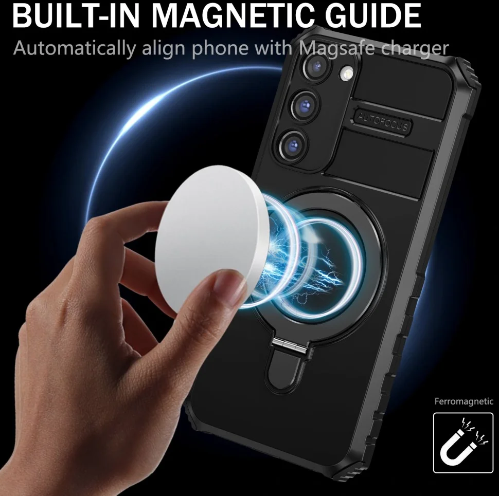 Samsung Galaxy S23 Hoesje met MagSafe Kickstand Back Cover Zwart afbeelding 2