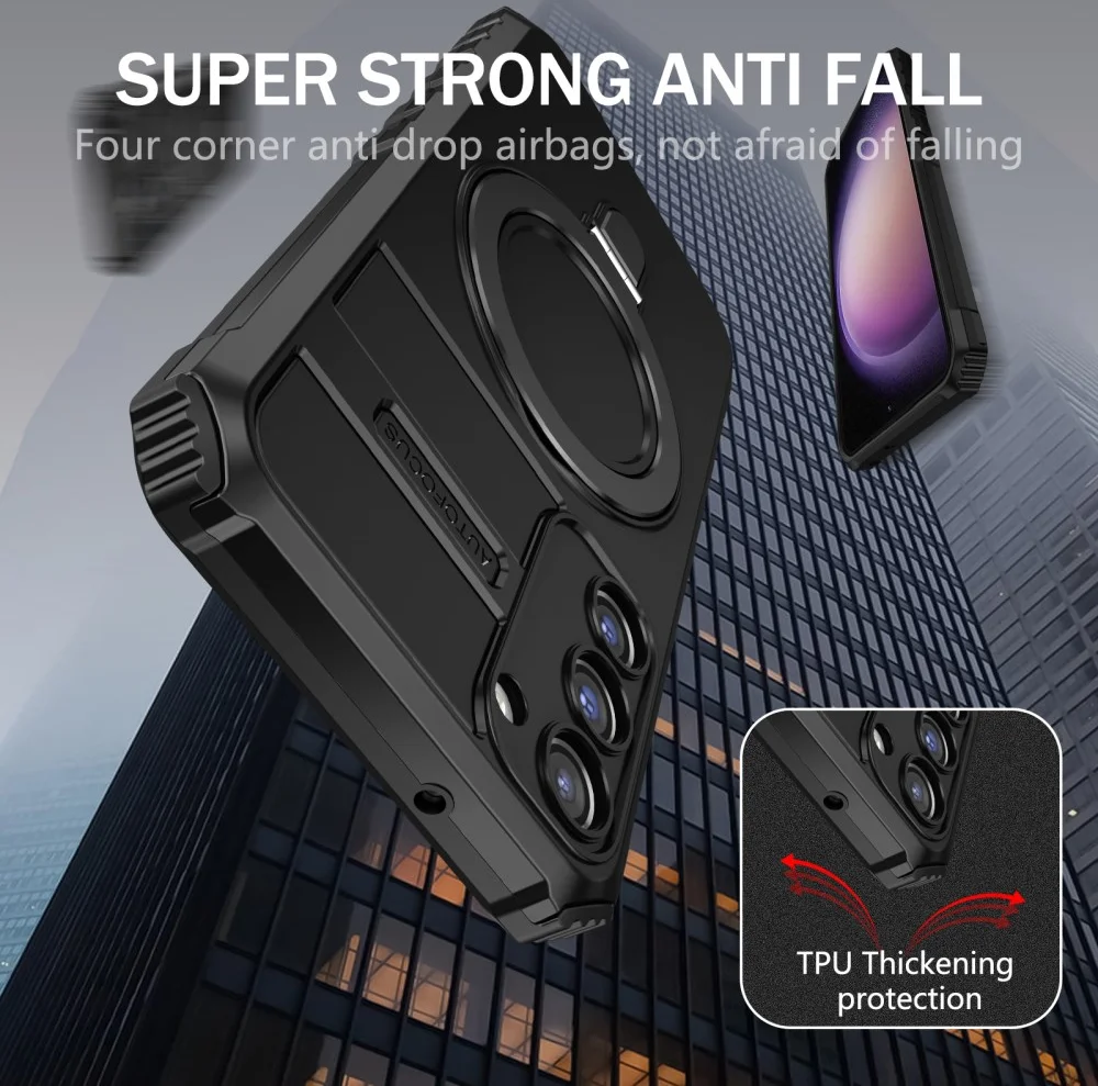 Samsung Galaxy S23 Hoesje met MagSafe Kickstand Back Cover Zwart afbeelding 3