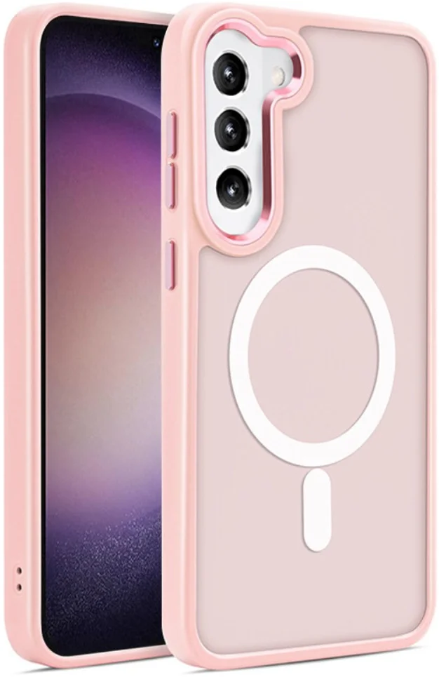 Samsung Galaxy S23 Hoesje Matte Back Cover met MagSafe Roze afbeelding 1
