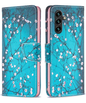 Samsung Galaxy A15 Hoesje Portemonnee Book Case Bloemen Print Hoesjes