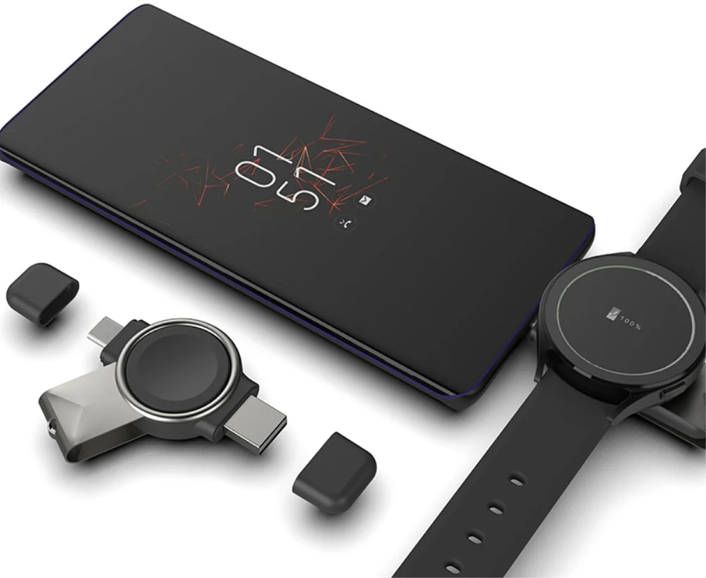 Compacte Draadloze Oplader voor Samsung Galaxy Watch Zwart afbeelding 4