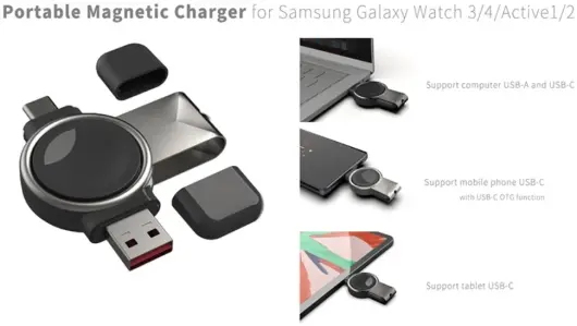 Compacte Draadloze Oplader voor Samsung Galaxy Watch Zwart afbeelding 3