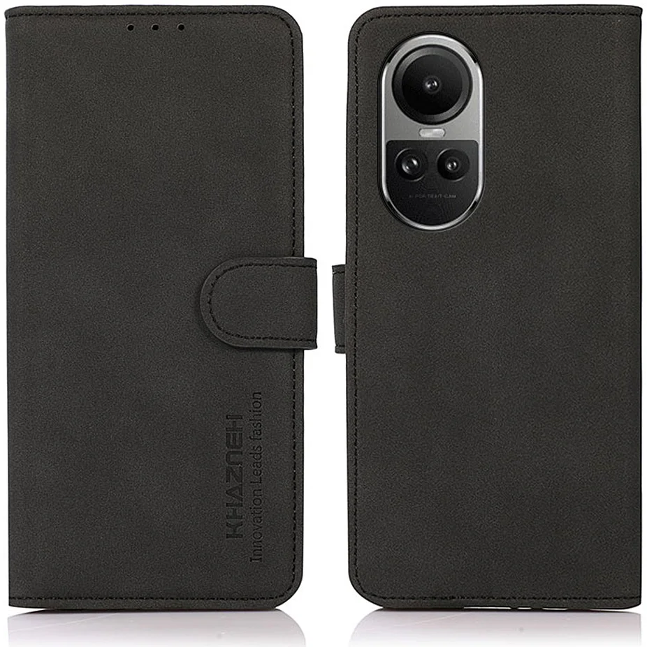 KHAZNEH Oppo Reno 10 / 10 Pro Hoesje Retro Wallet Book Case Zwart afbeelding 2