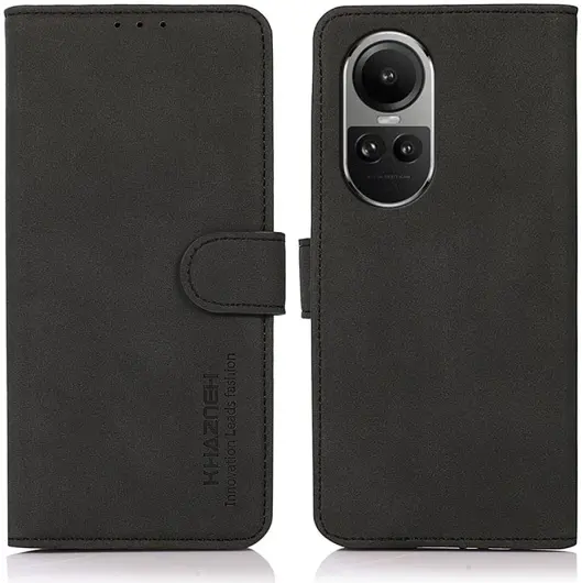 KHAZNEH Oppo Reno 10 / 10 Pro Hoesje Retro Wallet Book Case Zwart afbeelding 2