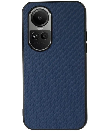 Oppo Reno 10 / 10 Pro Hoesje Carbon Fiber Back Cover Blauw Hoesjes