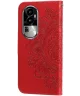 Oppo Reno 10 / 10 Pro Hoesje Bloemen Book Case met Pasjeshouder Rood