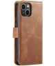 DG Ming Apple iPhone 15 Hoesje 2-in-1 Book Case en Back Cover Bruin