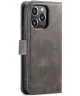 DG Ming Apple iPhone 15 Pro Hoesje Retro Wallet Book Case Grijs