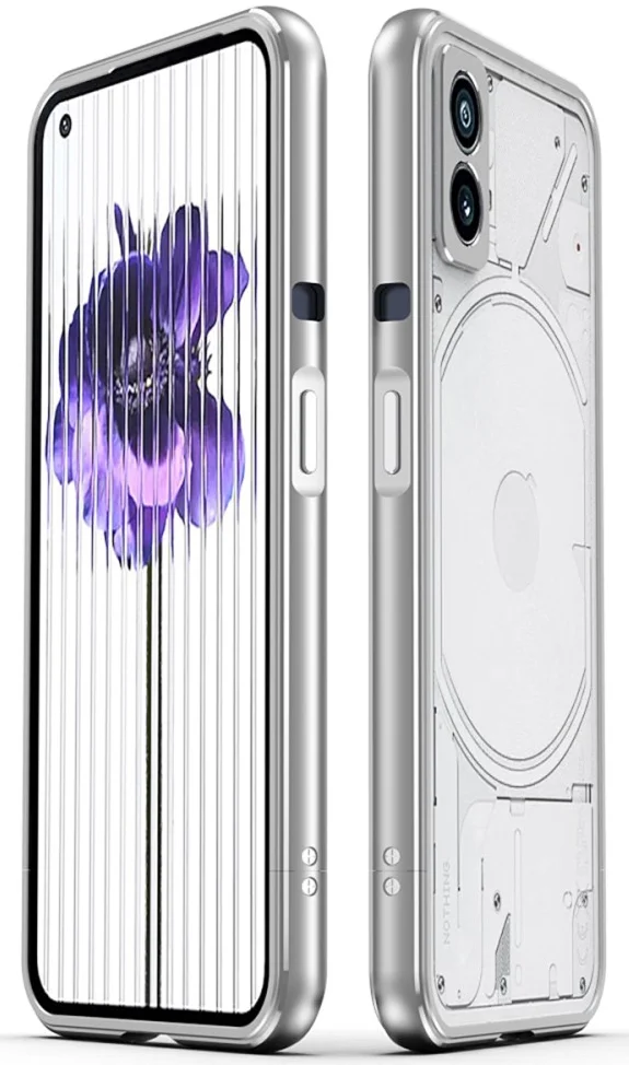 Nothing Phone (2) Bumper Case Cover met Camera Protector Zilver afbeelding 1