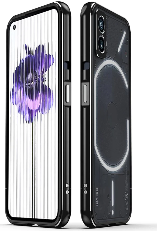 Nothing Phone (2) Bumper Case Cover met Camera Protector Zwart Zilver afbeelding 1