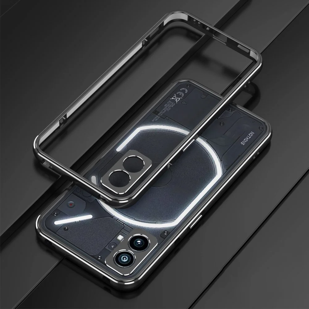 Nothing Phone (2) Bumper Case Cover met Camera Protector Zwart Zilver afbeelding 2