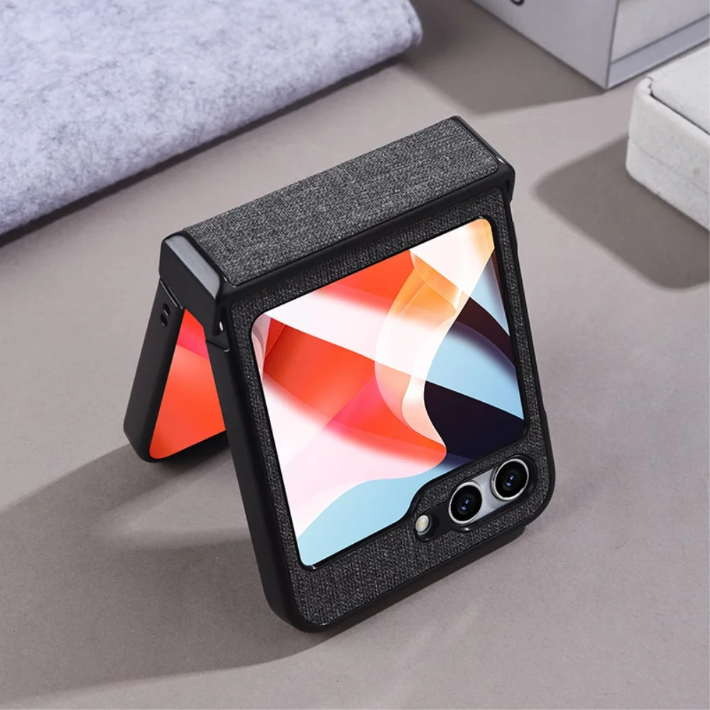 Samsung Galaxy Z Flip 5 Hoesje met MagSafe Stoffen Back Cover Grijs afbeelding 5