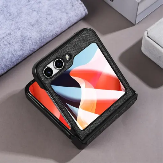 Samsung Galaxy Z Flip 5 Hoesje met MagSafe Stoffen Back Cover Grijs afbeelding 4