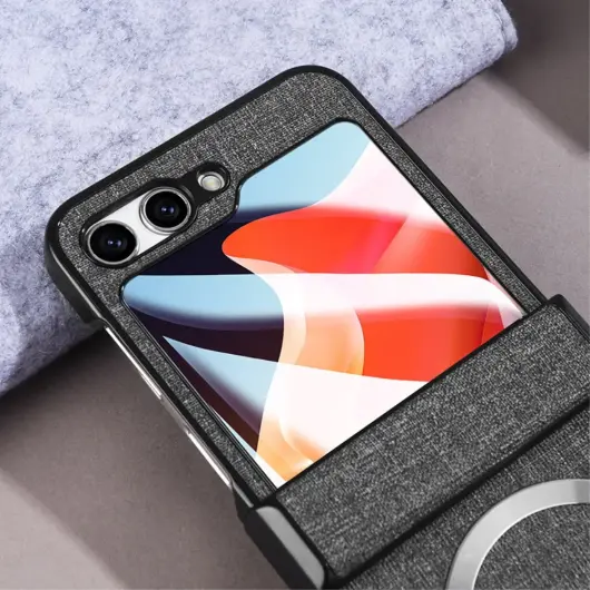 Samsung Galaxy Z Flip 5 Hoesje met MagSafe Stoffen Back Cover Grijs afbeelding 8