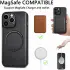 Apple iPhone 15 Pro Max Hoesje MagSafe Kunstleer Back Cover Zwart afbeelding 2