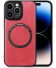 Apple iPhone 15 Pro Hoesje MagSafe Kunstleer Back Cover Rood