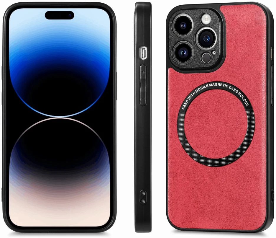 Apple iPhone 15 Pro Hoesje MagSafe Kunstleer Back Cover Rood afbeelding 8