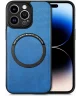Apple iPhone 15 Pro Hoesje MagSafe Kunstleer Back Cover Blauw
