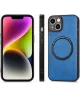 Apple iPhone 15 Hoesje MagSafe Kunstleer Back Cover Blauw