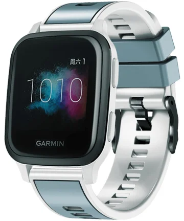 Universeel Smartwatch 22MM Siliconen Bandje - Gespsluiting - Blauw/Wit Bandjes
