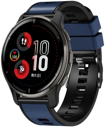 Universeel Smartwatch 22MM Siliconen Bandje - Gespsluiting - Blauw/Zwart Bandjes