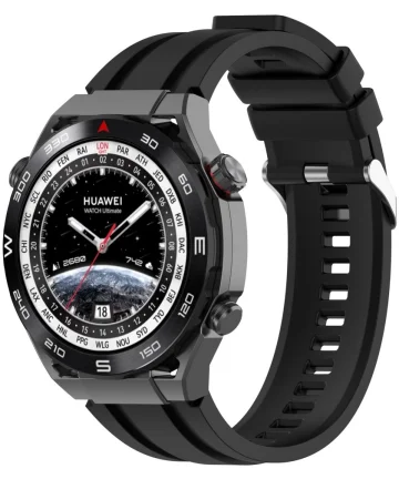 Universeel Smartwatch 22MM Siliconen Bandje - met Gespsluiting - Zwart Bandjes