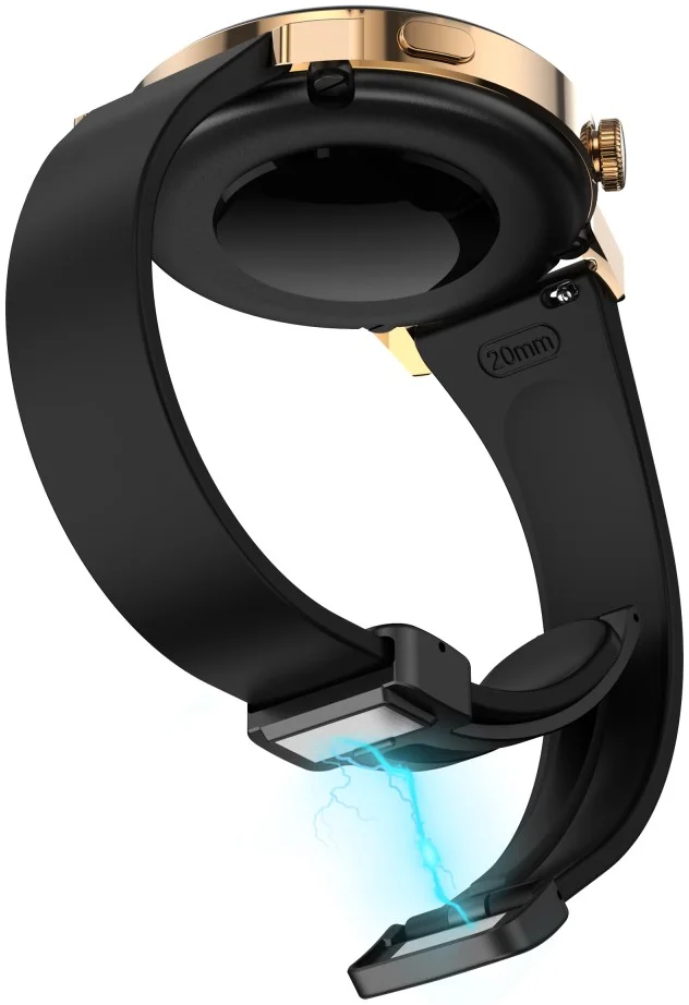 Universeel Smartwatch 20MM Bandje - Siliconen - Magneetsluiting - Zwart afbeelding 2