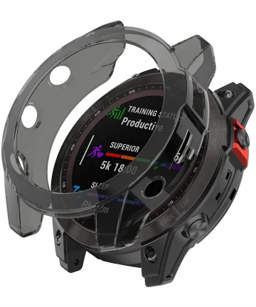 Garmin Fenix 7 Hoesje - TPU Bumper Case - Transparant Zwart Cases