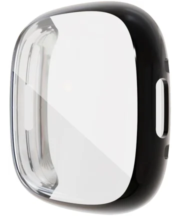 Fitbit Sense 2 Hoesje - Full Protect Flexibel TPU Case - Transparant Zwart Cases